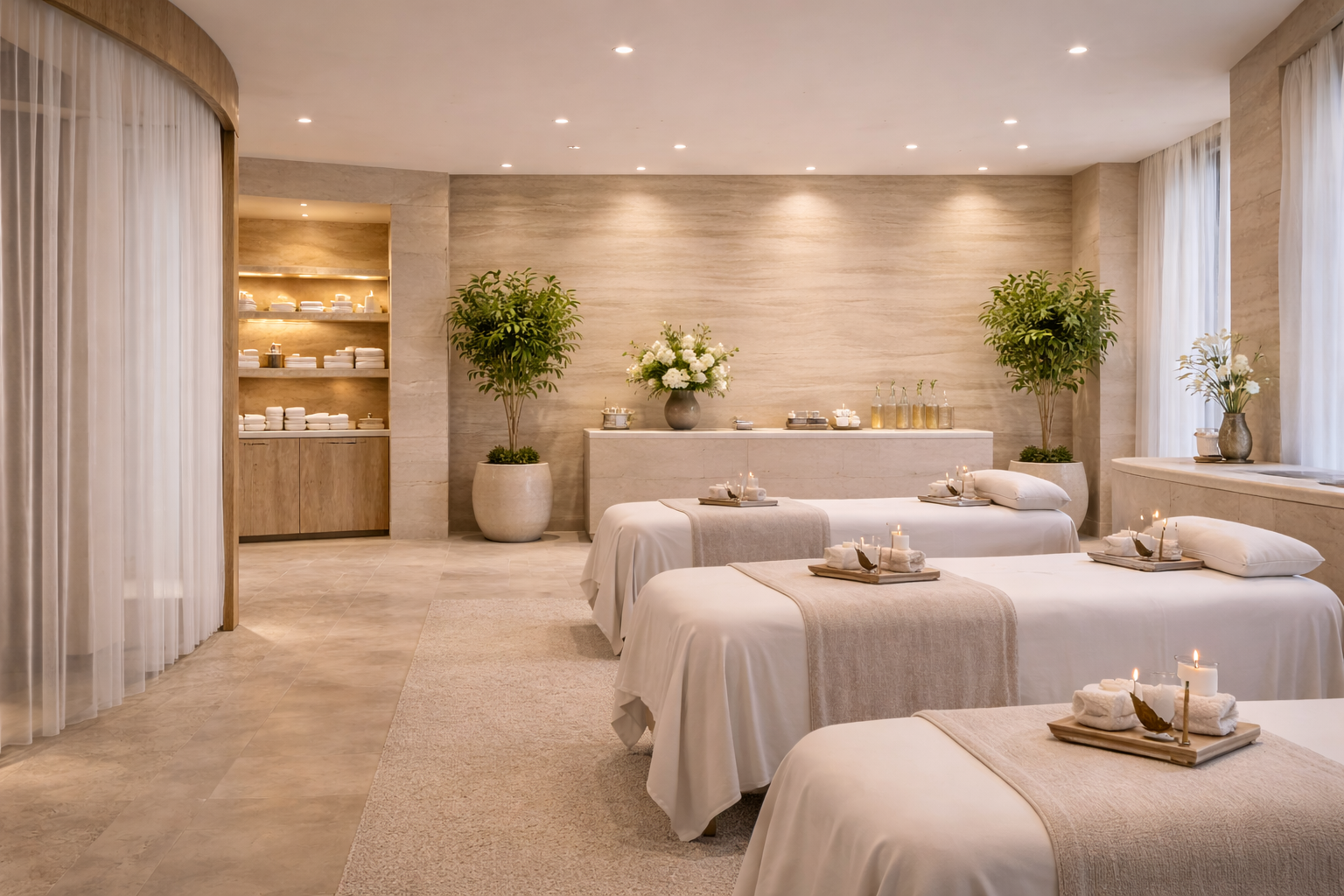 Italy Travertine Roman White installed as feature wall in luxury modern space