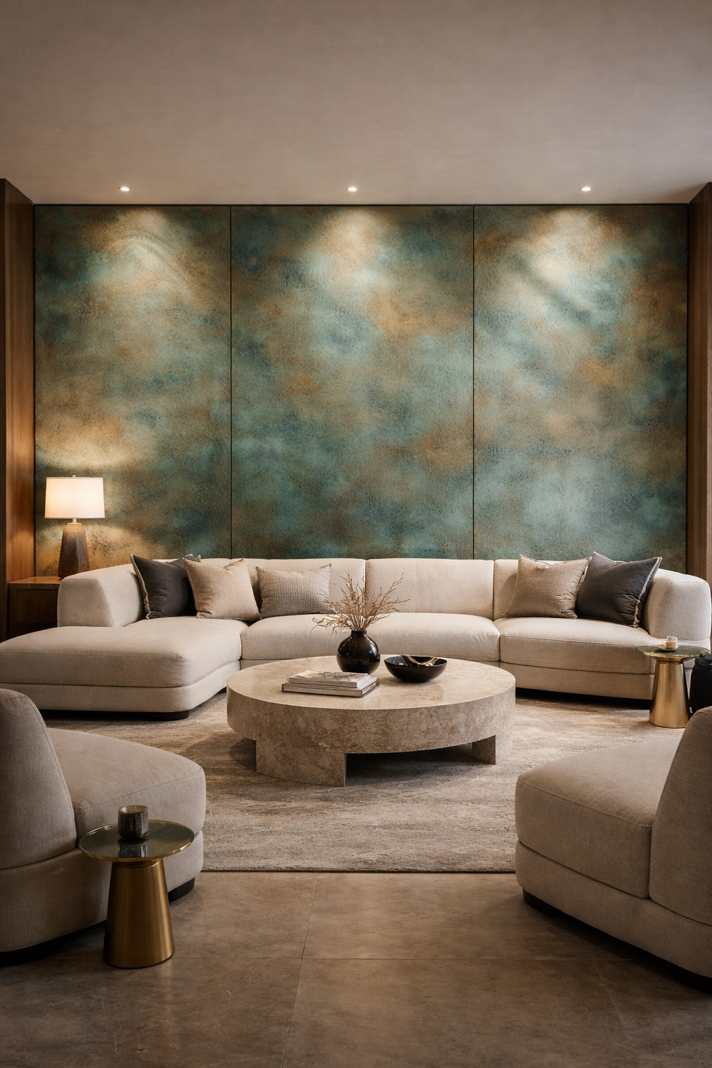 Golden Painting Board installed as luxury feature wall in high-end space