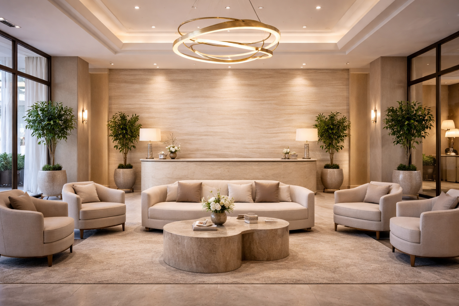 Italy Travertine Roman White installed as feature wall in luxury modern space