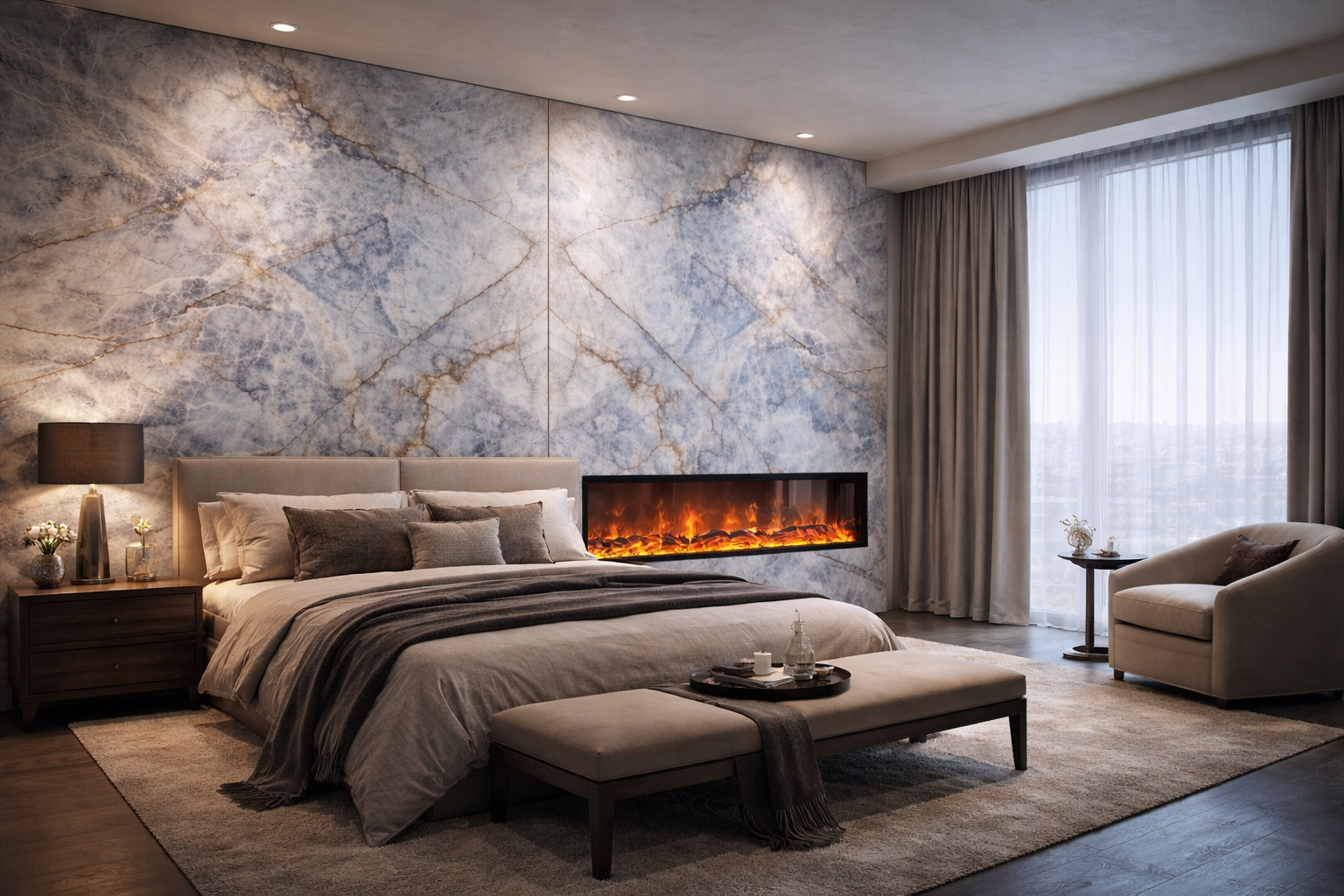 Porcelain Tile Wall Panel in luxury bathroom or spa